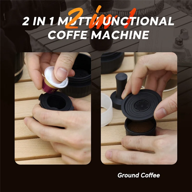 

Portable Espresso Machine Automatic Heating, Outdoor Camping Car Coffee Machine, Suitable For Powder And Capsules-A77G