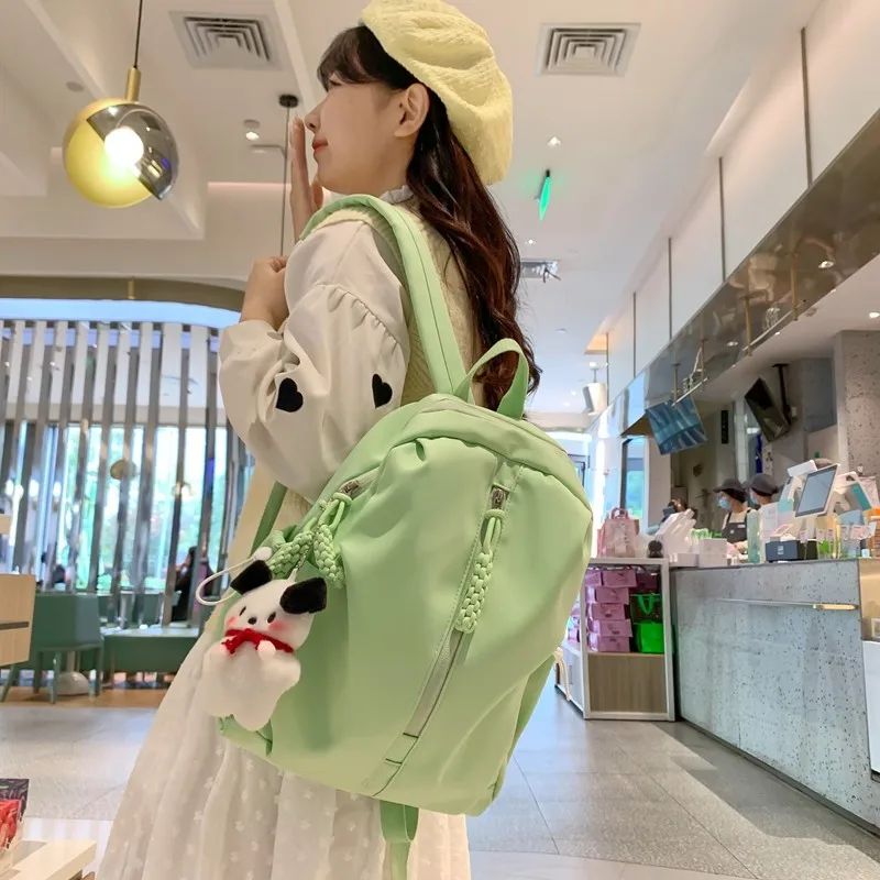 Solid Color Nylon Twist Zipper High Capacity School Bag Simple Backpack 2024 Hot Sale Bags for Girls and Boys Bolsas Femininas