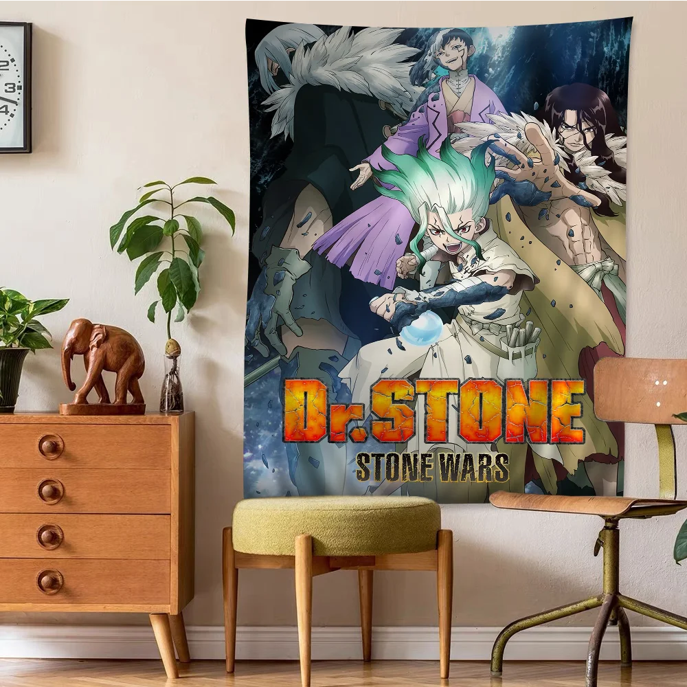 D-Dr Stone Anime DIY Wall Tapestry Hanging Tarot Hippie Wall Rugs Dorm INS Home Decor