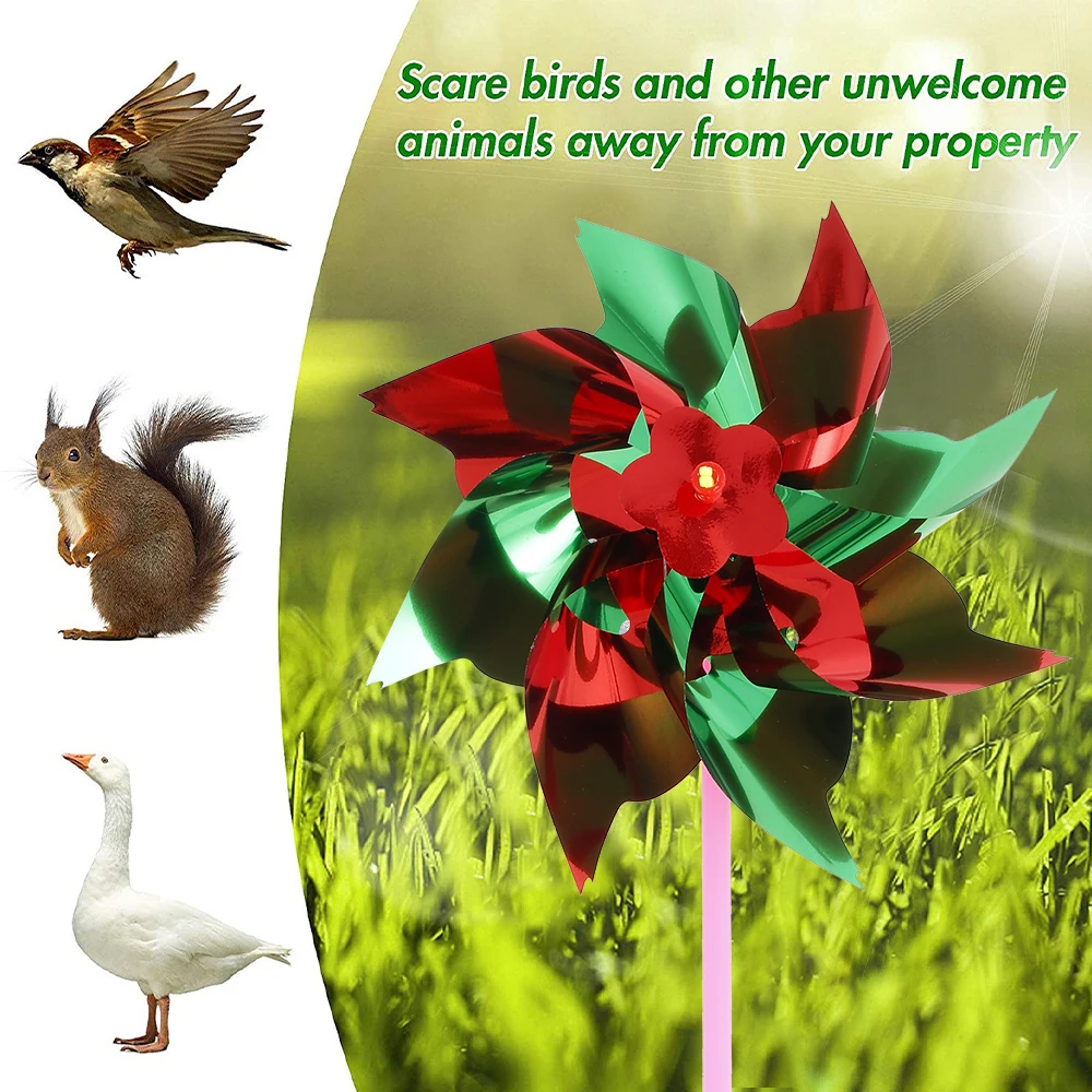 50pcs Bird Repeller Pinwheels Mixed Color Reflective Sparkly Bird Deterrent Windmill Protect Garden Plant Flower Lawn Decoration