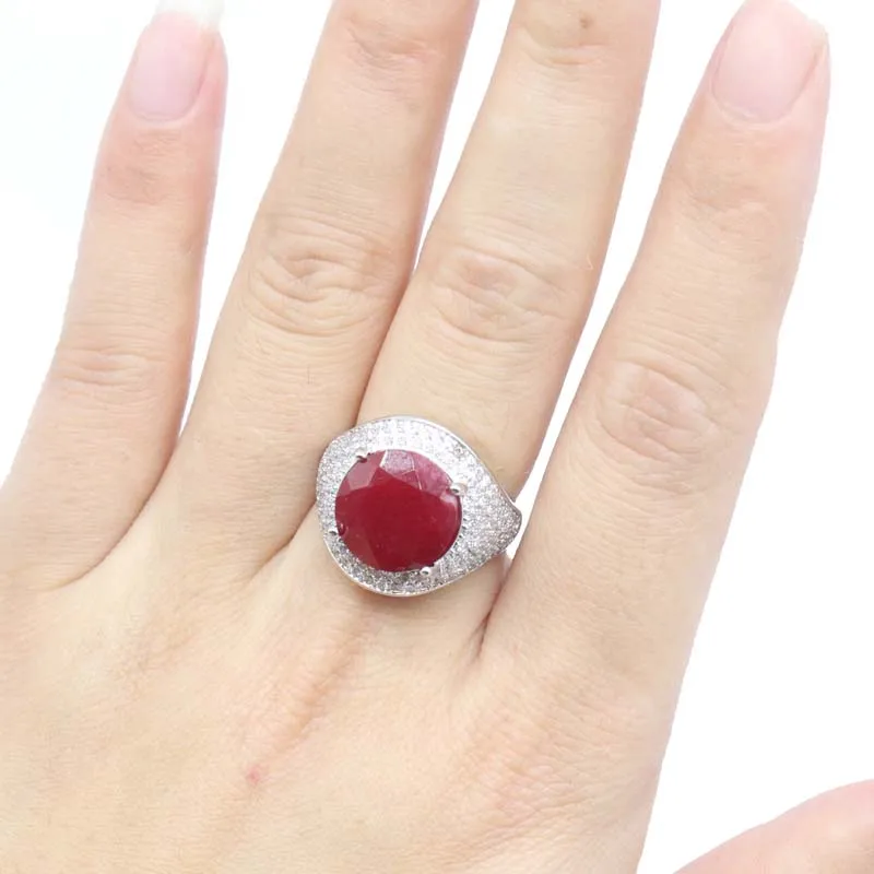 20 x 18 mm wunderschöne 5,6 g echte blaue Saphirgrün Smaragd Rot Rubin CZ Damen Verlobungsringe aus Silber