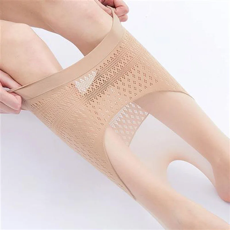 1D Thin Sexy Tights For Women Hollow Out Waist Transparent Pantyhose Female Super Elasticity Solid Color Seamless Long Stockings