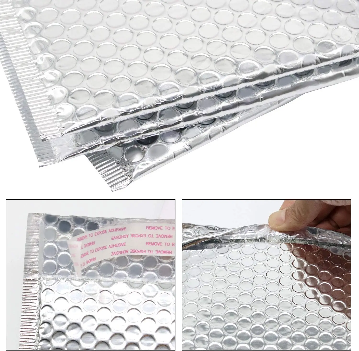 100Pcs Bubble Envelope Sending Package Pouch Holographic Mailer Small Business Supplies Silver Packaging Delivery Mailing Office