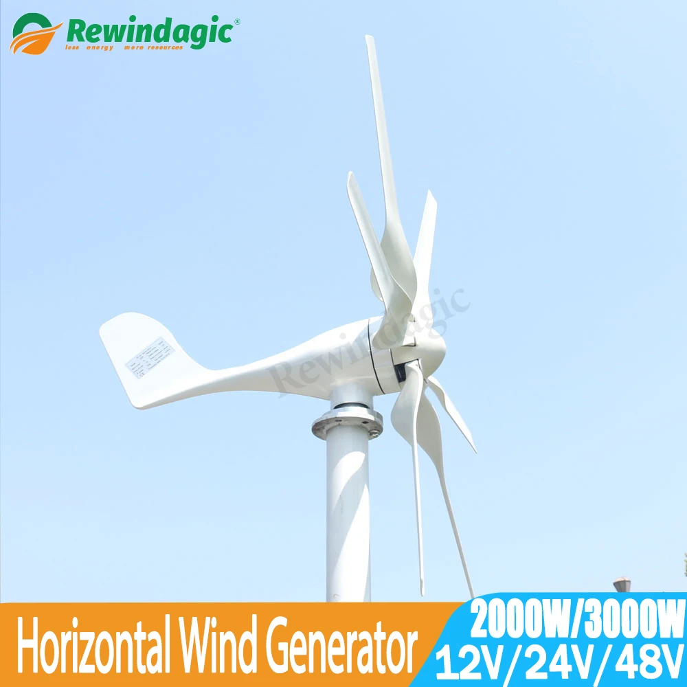 6 Blades Wind Turbine 2000W 3000W 12V 24V 48V MPPT Controller Small Wind Turbine For Home Factory Use Low Noise High Efficiency