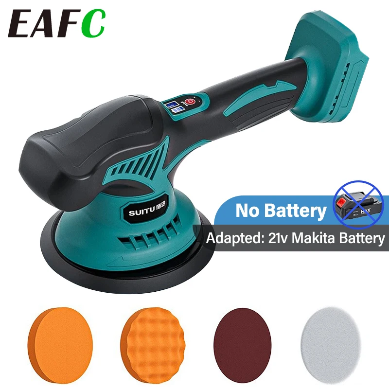 Cordless Polisher 8 Gears Adjustable Car Waxing Polishing Machine Metal Waxing Wood Sanding for Makita 21v Battery (No Battery)