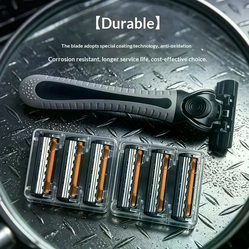 1 Set Handle Manual Professional Face Care Beard 3-Layers Blade Safety Razor Shaving Stand Shaver Base Men No Rust