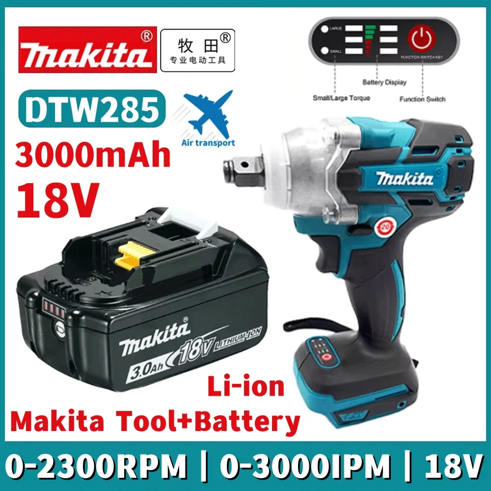 Makita DTW285 520N.M Impact Electric Wrench Brushless Wrench Cordless Tool Power Tools Lithium-Ion Battery For Makita 18V 3.0Ah