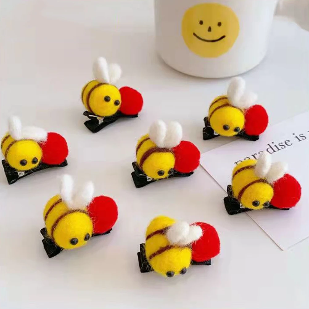 

12pcs Cartoon Bee Clips Cute Wool Pins for Girls Styling Sectioning Thick Accessories Women Hair Decorations Small Side