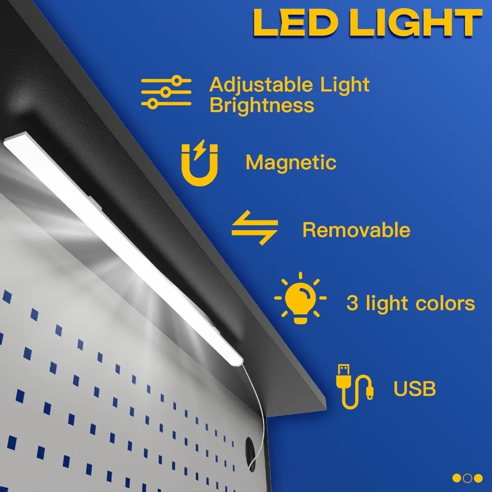 منضدة عمل شديدة التحمل بسعة 2000 رطل مع أدراج وتخزين وإضاءة ولوح بيجب لاستخدام الورشة الصناعية #4