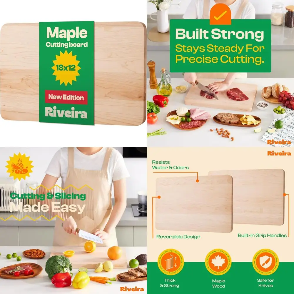 

Разделочная доска Maple Grandeur — деревянная доска из натурального клена 18 x 12 для использования на кухне: необходимое для приготовления пищи для гурманов