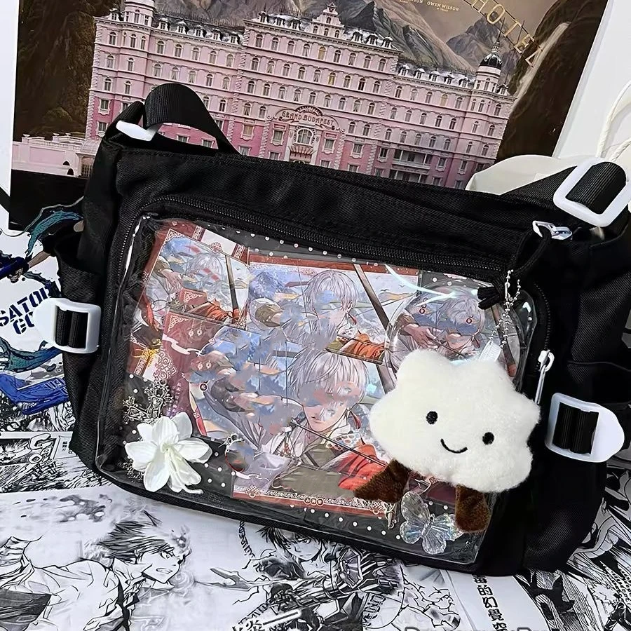 الحرم الجامعي تنوعا بسيط بلون الكتف Crossbody حقيبة ساعي البريد للفتيات Ulzzang Diy Ita حقيبة JK موحدة Y2K دمى حقيبة