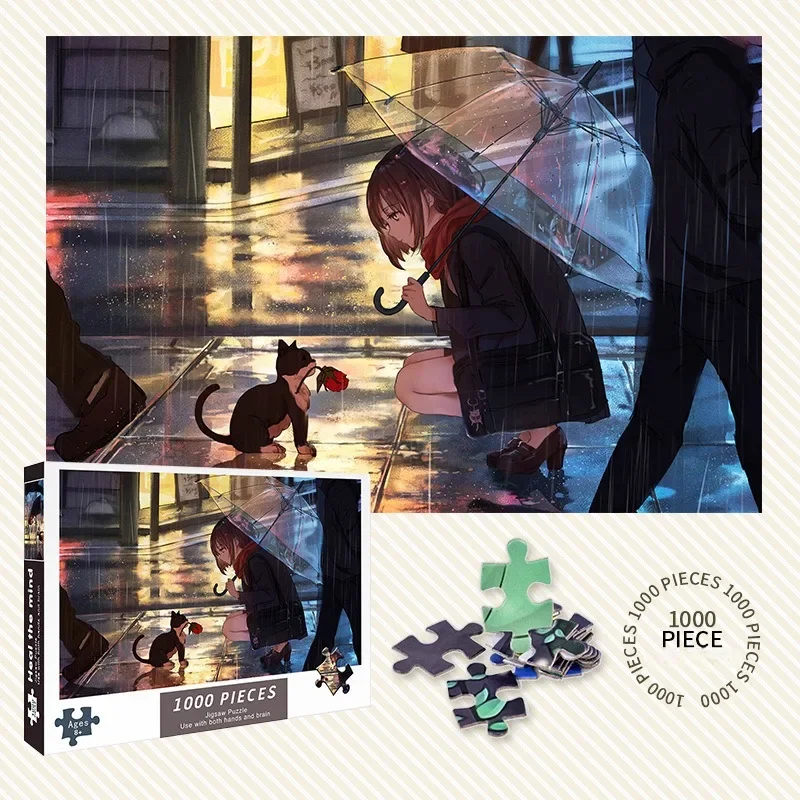 

1000pcs Paper Puzzle Cure Depression 1000pcs Children's Puzzle Male and Female Anime Toys Adult High Difficulty