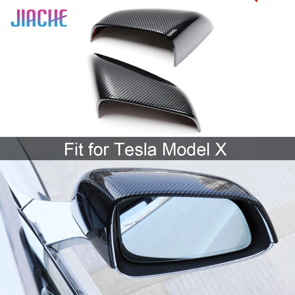 

2Pcs/set Dry Carbon Fiber For Tesla Model X SUV 2020 Rear View Side Mirror Cover Accessories Mirror Caps Rear Door Wing ABS