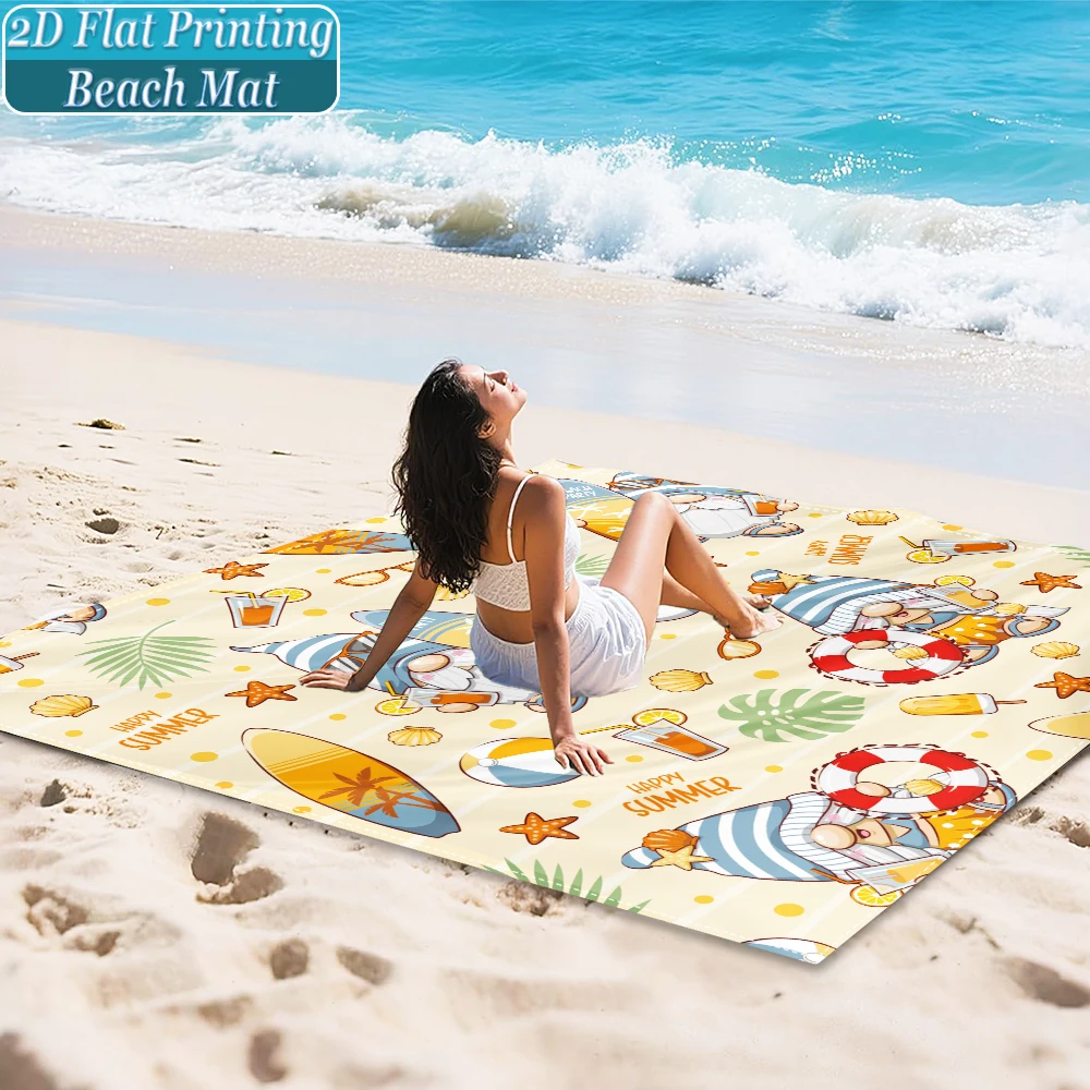 1-Piece Set, Summer Outdoor Beach Mat, Includes 4 Ground Stakes, Unique Printed Design, Fade-Resistant, Lightweight, Quick-Drying, Easy to Carry, Windproof and Sandproof, Fashionable and Trendy Outdoor Activity Decoration, Suitable for Beach, Camping, Picnics, Parties
