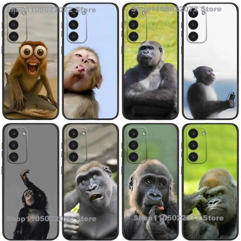 

Cute Funny Monkey Phone Case For Samsung Galaxy A20,21s,22,31,32,52,53,72,73,80,91 Soft Silicone Black Cover