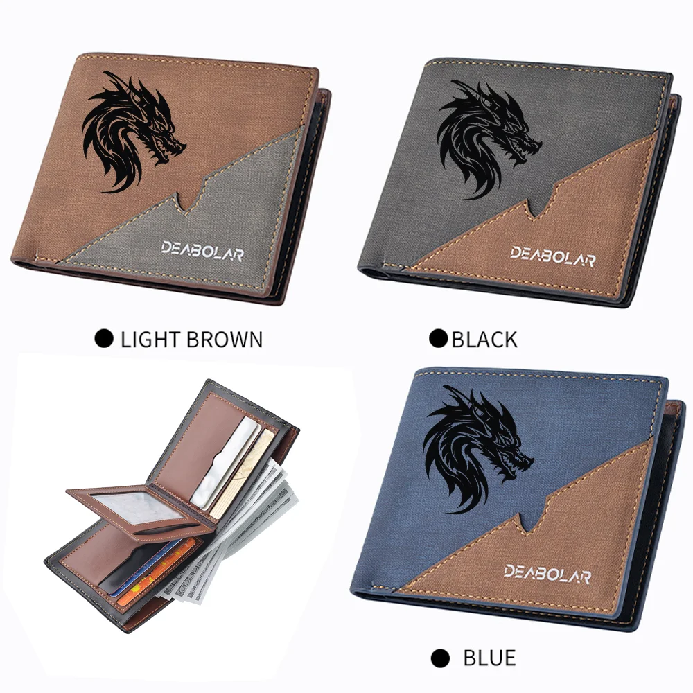 محفظة رجالية قصيرة من جلد البولي يوريثان، نمط مرقع، تصميم جديد شخصي، متعدد الوظائف، حامل بطاقة الائتمان، جيب للعملات المعدنية