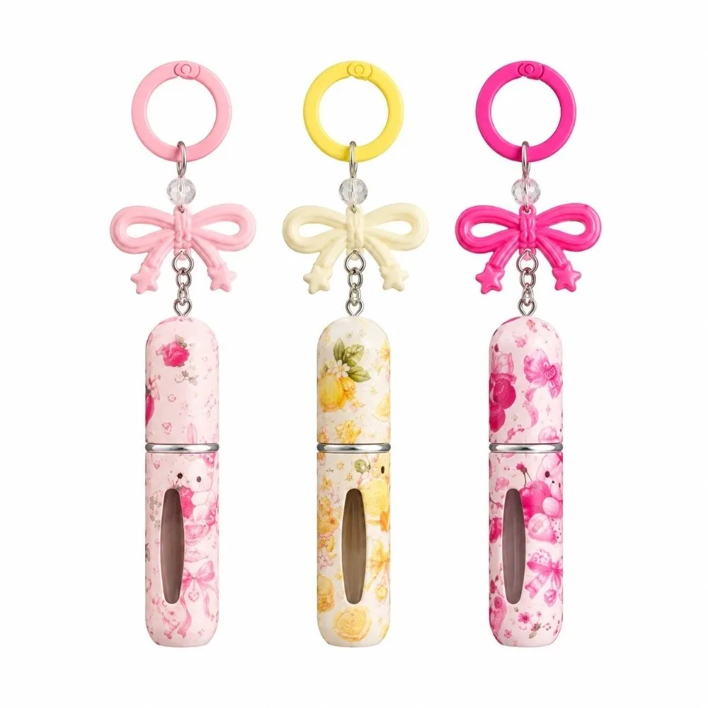 Portable 5ml Mini Perfume Bottle Leak-proof Bowknot Spray Bottle Refillable with Key Ring Liquid Cosmetic Container Travel