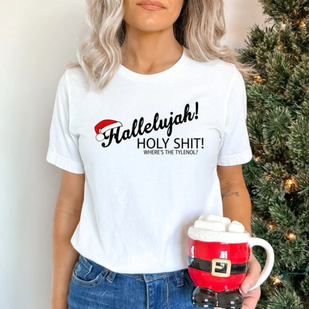 

Hall لah Holy Shit Wheres The Tylenol Рубашка Забавная рождественская футболка Рождественская футболка для отпуска Рождественская семейная вечеринка Мужчины Женщины Топ