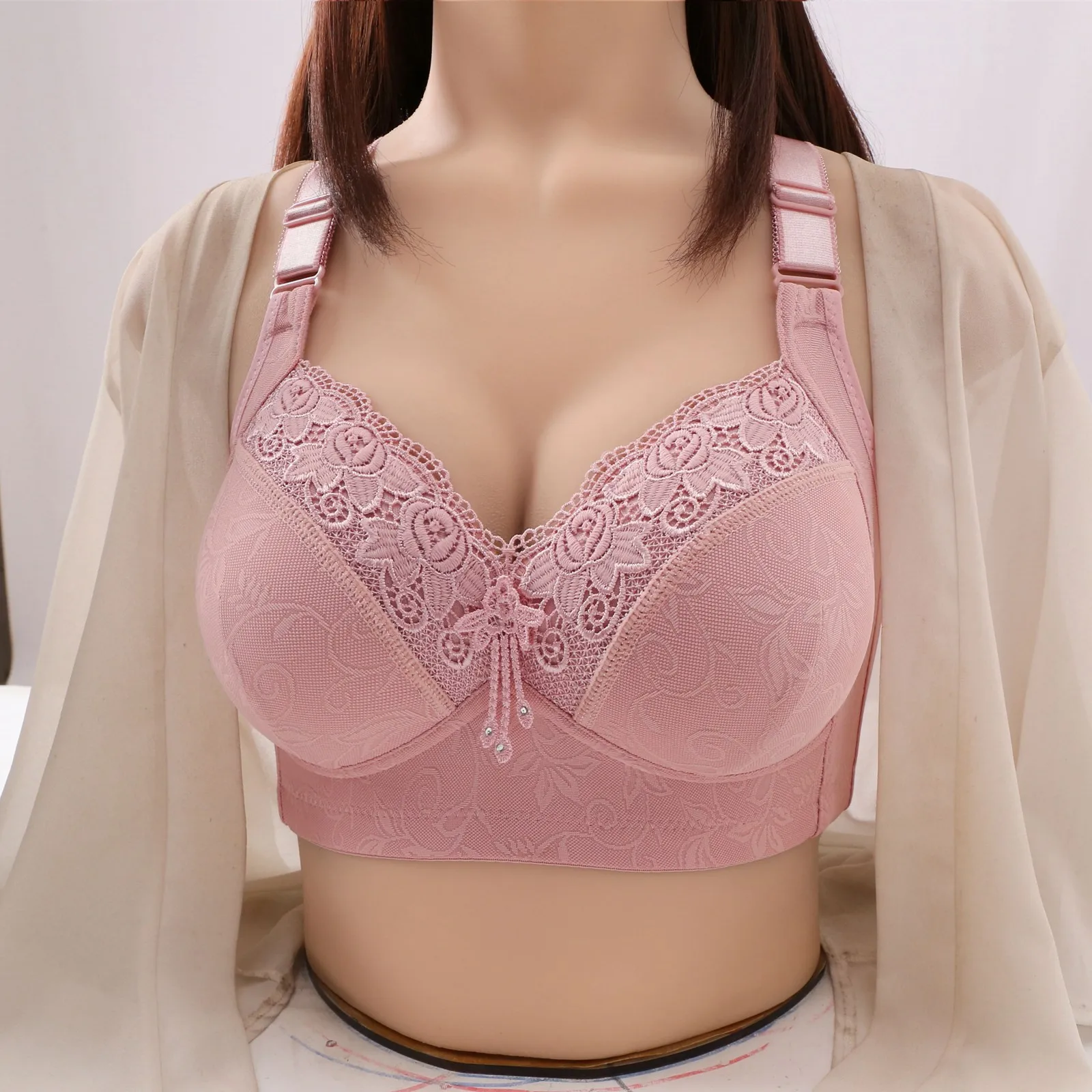 Ladies\' Autumn And Winter New Collection Adjustable Breast Bra Without Steel Ring Large Chest Display Support Bras for Women