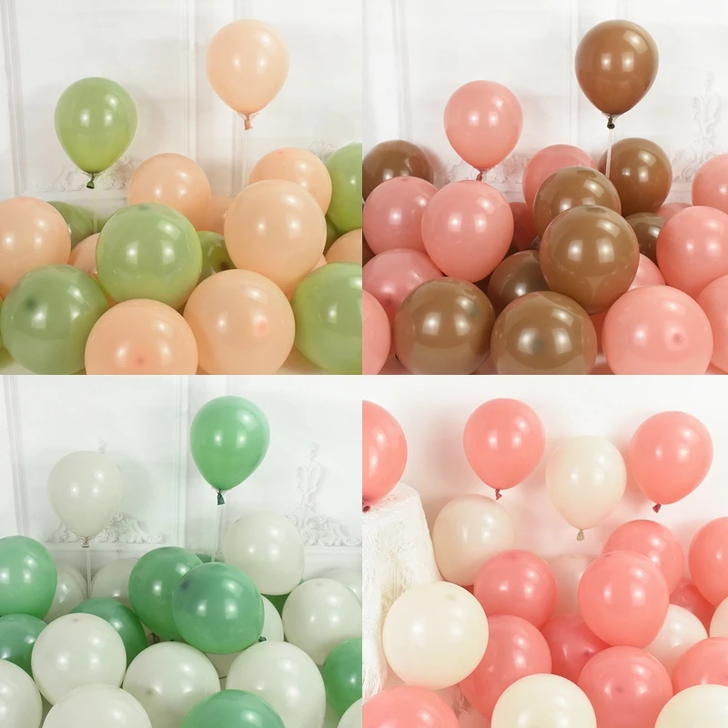 30/50/60pcs Retro Balloons Green Coffee Khaki Pink Beige Balloon Arch Wedding Bridal Shower Birthday Party Air Baloon Decoration