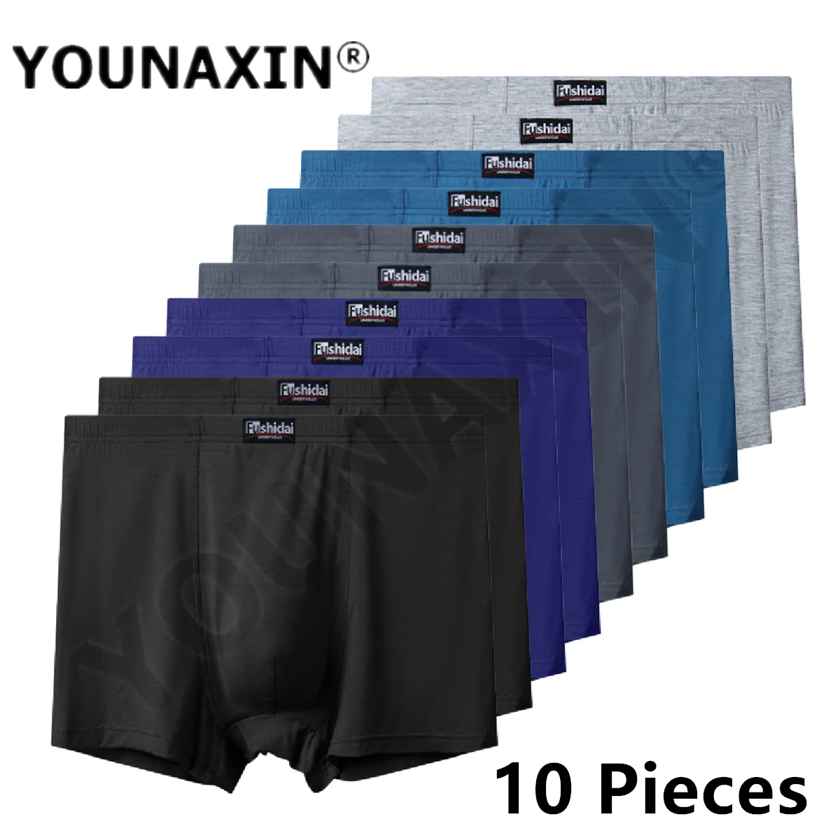 YOUNAXIN 10 Pcs Plus Size Underwear For Men\'s Panties Boxer Sexy Oversize Underpants Large Undies Loose Shorts 4XL to 13XL