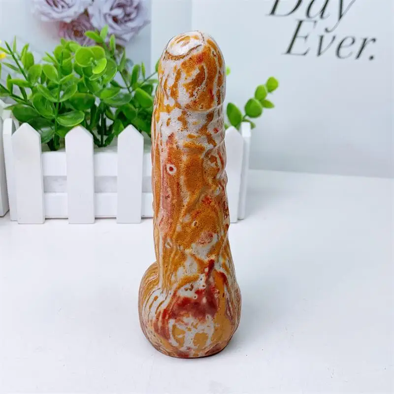 14.5cm Natural Wood Grain Stone Penis Crystal Quartz Yoni Wand Massage Stick Healing Gemstone As Gift For Women 1pcs