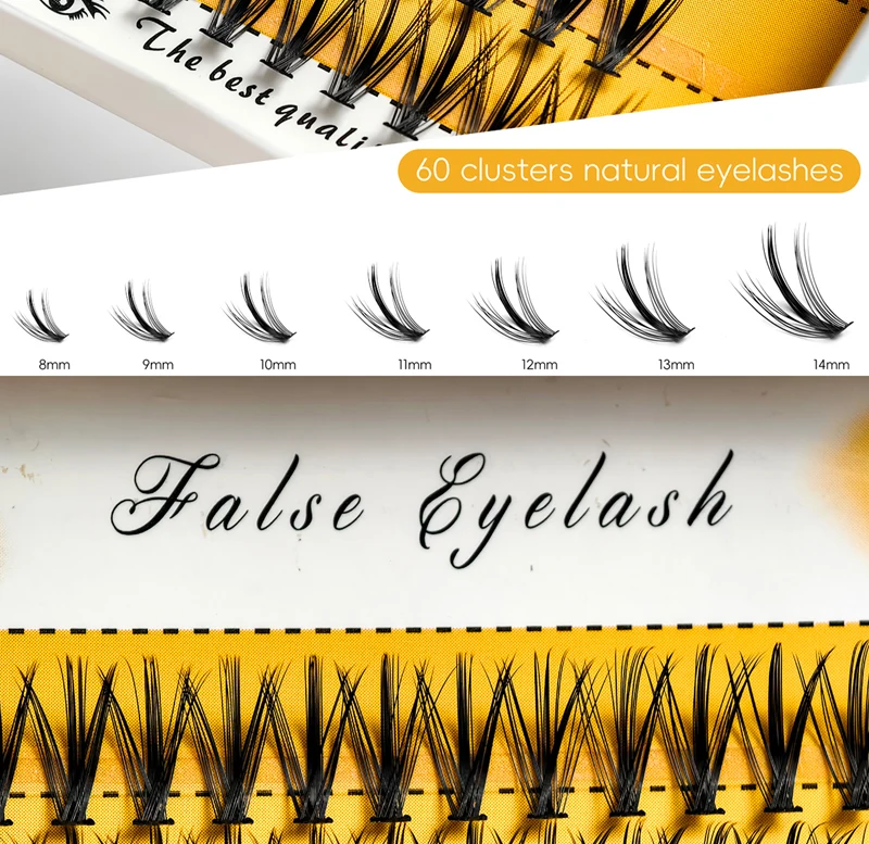 20D/30D Nerz-Wimpern 1 Box /60 Bündel Natürliche Wimpernverlängerung 3D Russische Einzelwimpern-Cluster Make-up-Tools Augen-Make-up Schwarz – Detail 5