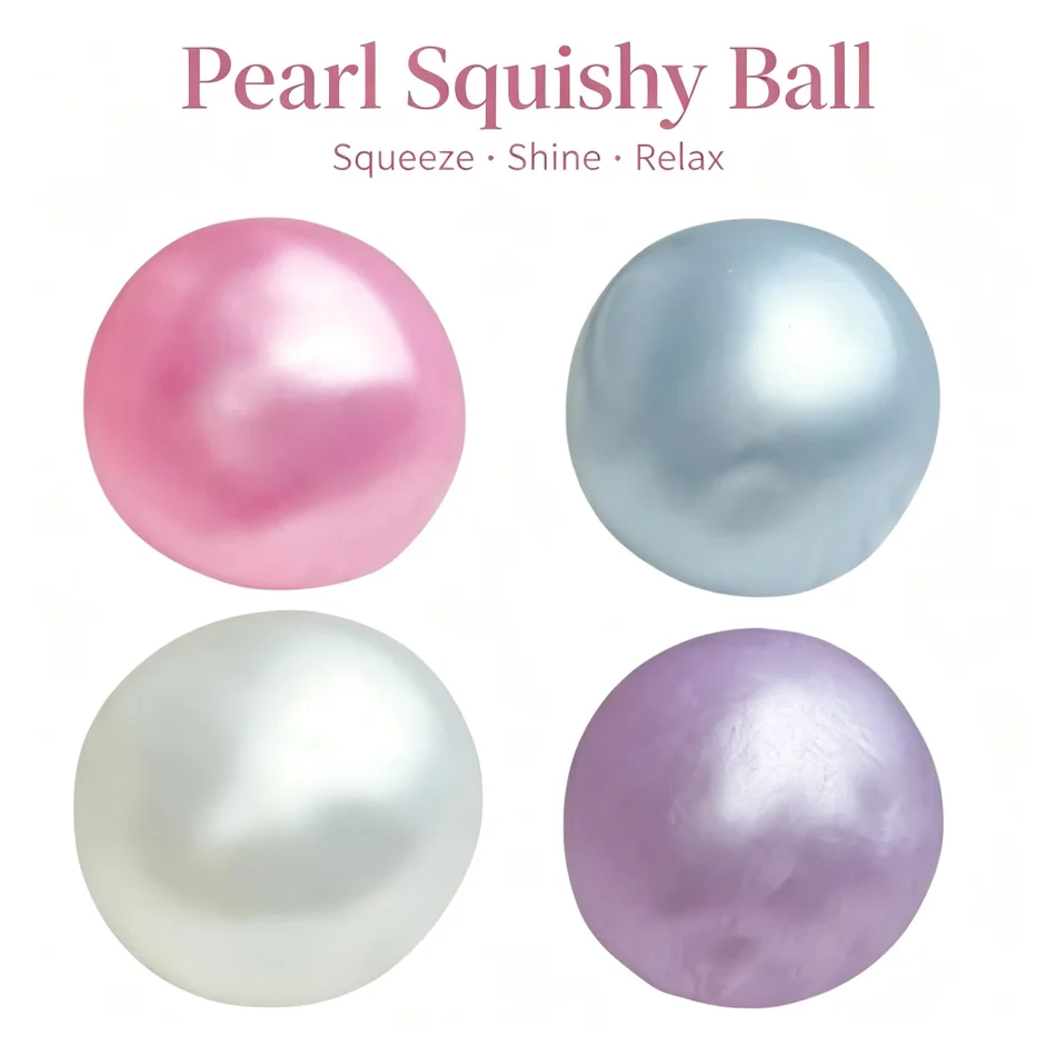 4 Colors Pearl Squishy Ball Coconut Oil Cute Shiny Soft Squeeze Stress Relief Slow Rising Fidget Sensory Toy Moldable Gift