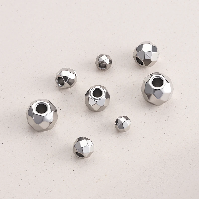 20개 스테인리스 스틸 참 3-6mm 라운드 볼 스페이서 비즈 쥬얼리 제작 재료 DIY 공예 팔찌 목걸이 용품