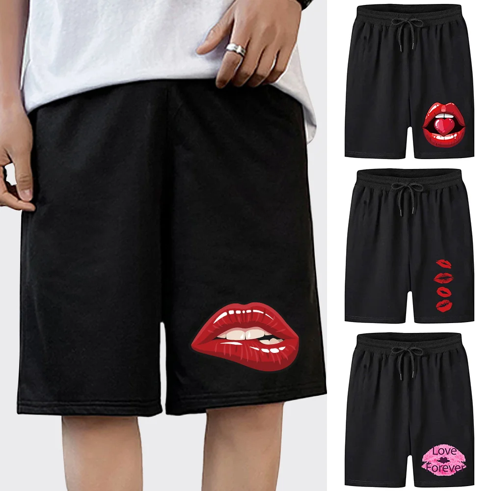 

New Summer Running Shorts Men Fitness Training Casual Mouth Pattern Sports Shorts Breathable Sweat Workout Absorbing Pants