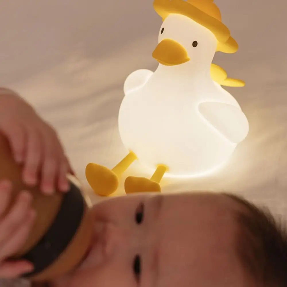 Cartoon USB Charging LED Night Light Soft Light 3 Levels Brightness Duck Lamp Clapping Lamp Silicone Bedside Lamp Gift