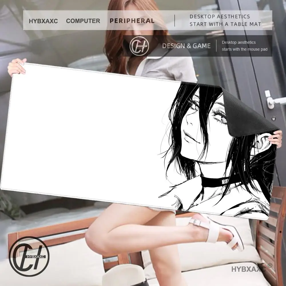 Mouse pad laptop kawaii anime menina reze teclado pc preto e branco flor desktop mouse pad c-serra homem gaming mousepad