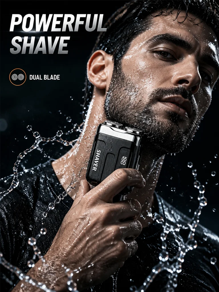 Portable Electric Shaver,Beard,For Men Pocket Razor Usb-C Rechargeable Waterproof Dual Blade Mini Beard Shaver
