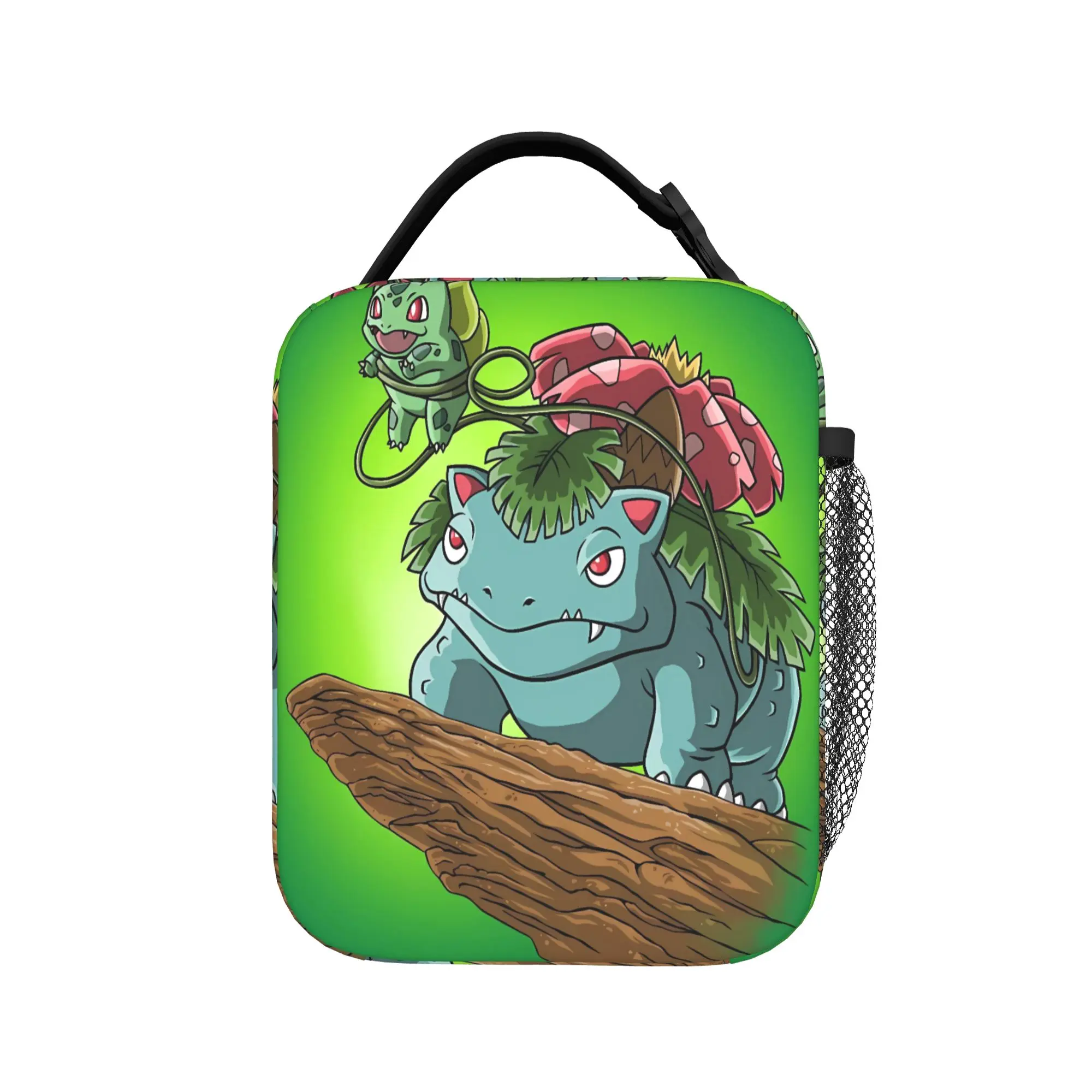 Lunch Bag Bulbasaur Leaf Manga School Lunch Box For Child  Kawaii Portable Insulated Graphic Cooler Bag