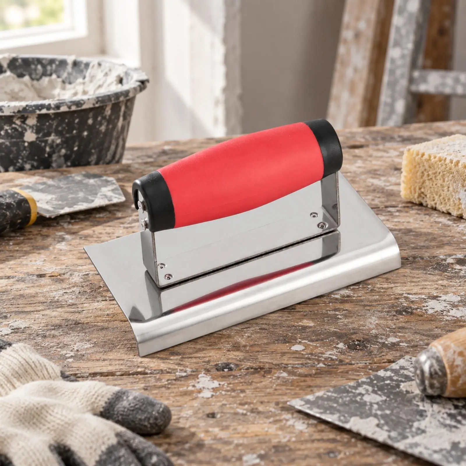 Wall Corner Trowel Stainless Steel with Ergonomic Soft Grip for Plaster Putty Application Concrete Smoothing and DIY Renovation