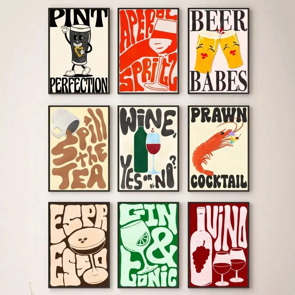 خمر نمط اسبريسو مارتيني البيرة الجن النبيذ شرب المشارك غرفة نوم السرير جدار ديكور غرفة المعيشة مدخل جدارية #1