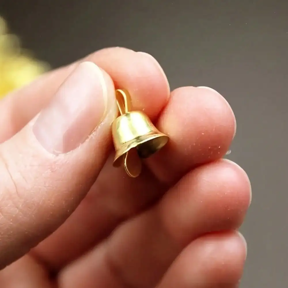 50/100pcs Mini Golden Bell Pendant - Shiny Metal Christmas Decorations for DIY Handicrafts and Festival Decorations