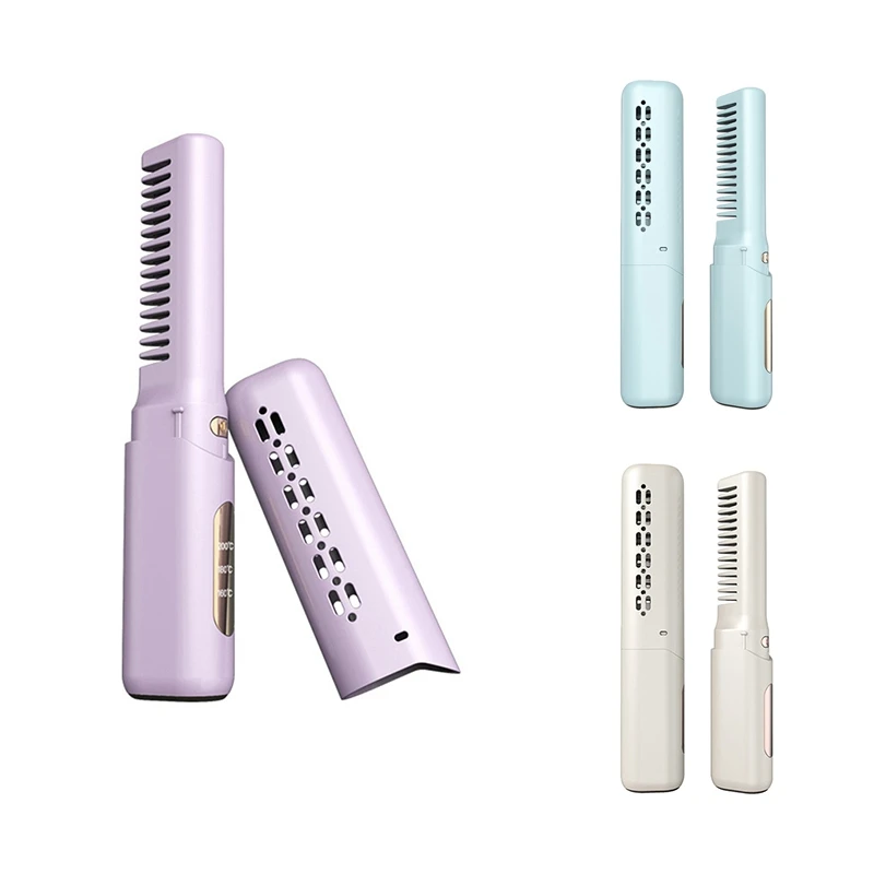 Mini Hair Straightener Professional Quick Heated Electric Hot Comb Multifunctional Wireless Portable Straightener