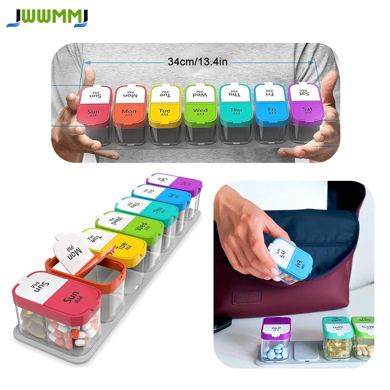 1Pcs Extra Large Weekly Pill Organizer,Pill Box 7 Day Am Pm to Hold Daily Medicine Vitamin and Supplements for Elders