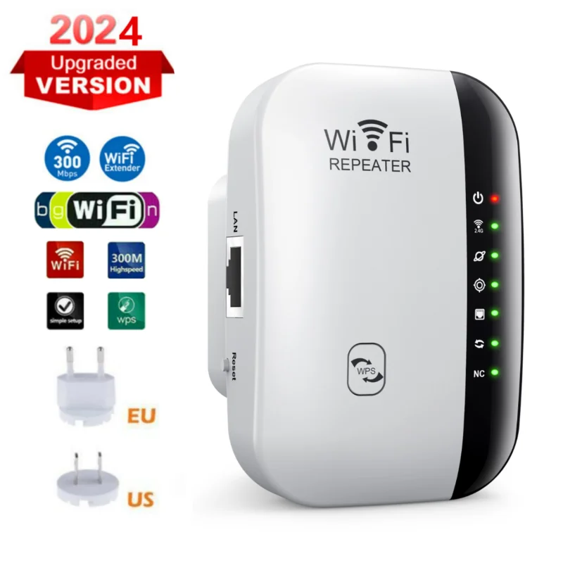 300m EU US Wifi Repeater Wireless Signal Amplifier Extended Network Enhancer Home Router Through The Wall Bedroom Receive Moving