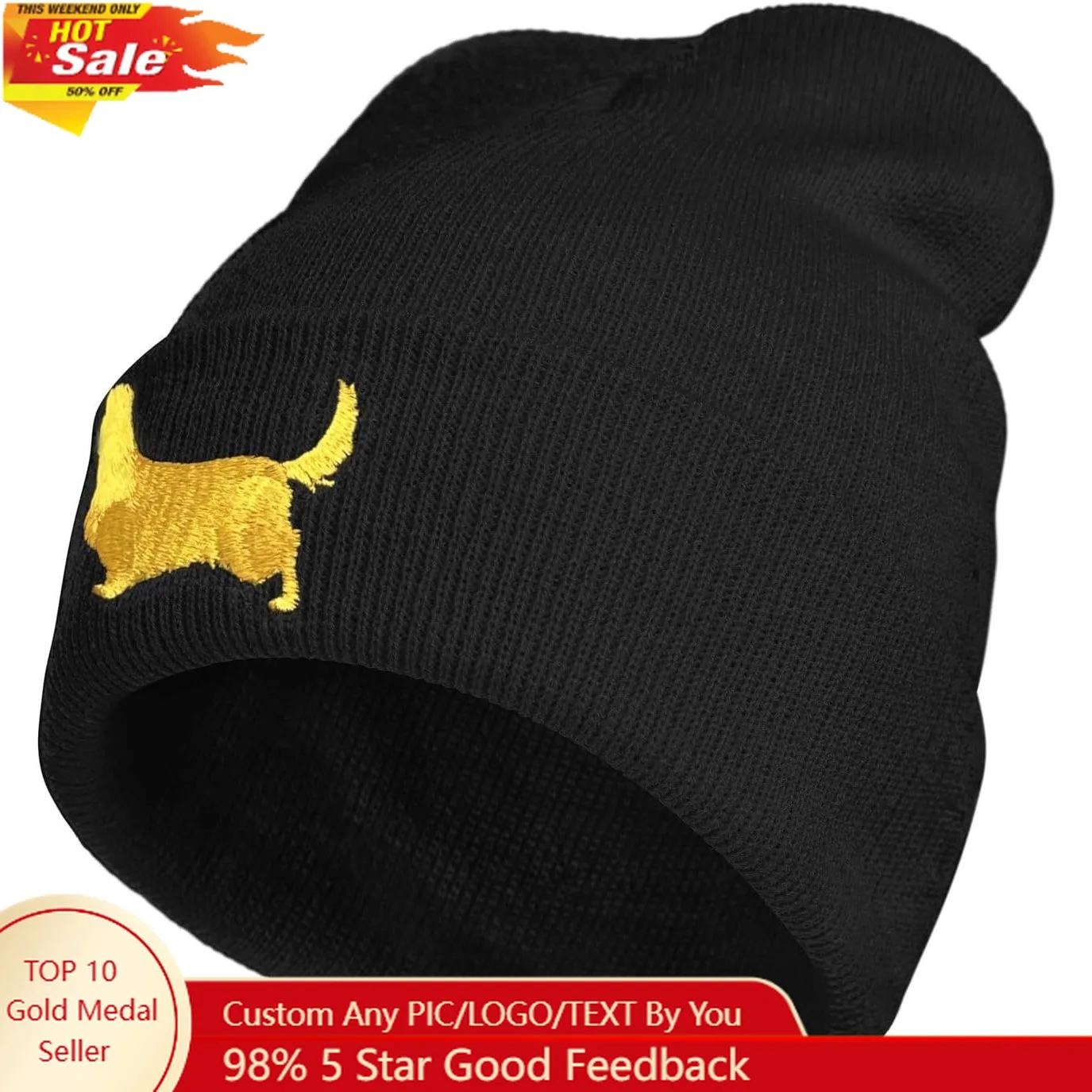 

Dachshund Dog Beanie Hat for Men Women Winter Warm Beanie Hats Stretch Skull Knit Hat Cap Black