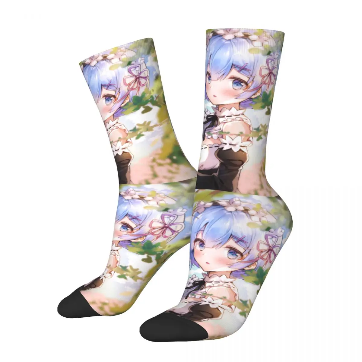 

Rem Anime Socks Men's Women's Funny Happy Re:ZERO Starting Life in Another World Manga Socks Harajuku Middle Tube Stockings Gift