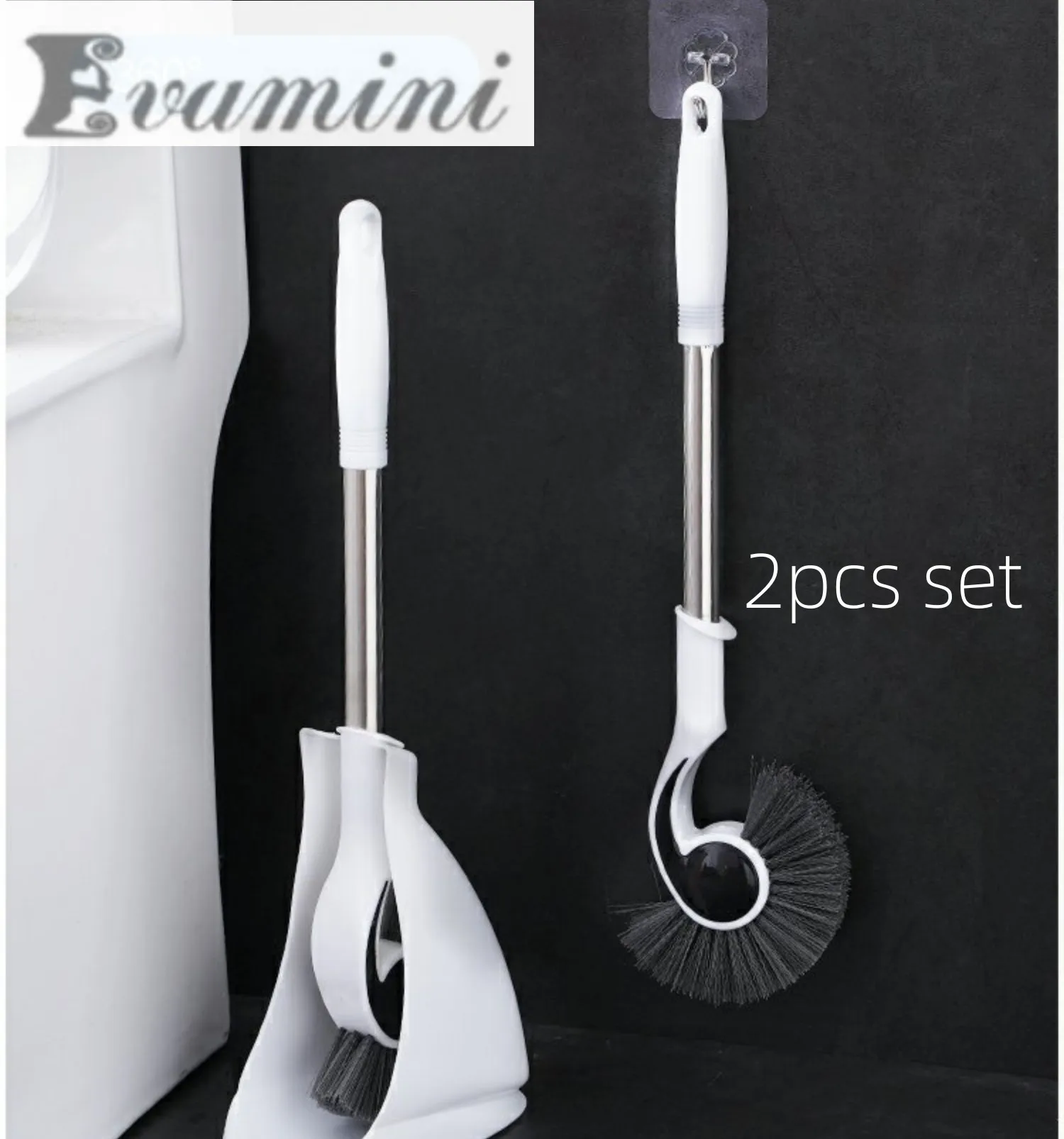 Bathroom Toilet Brush Holder With Stand Set Bathroom Accessories Stainless Steel Hand Cleaning Brush Kit Rest Room Brush