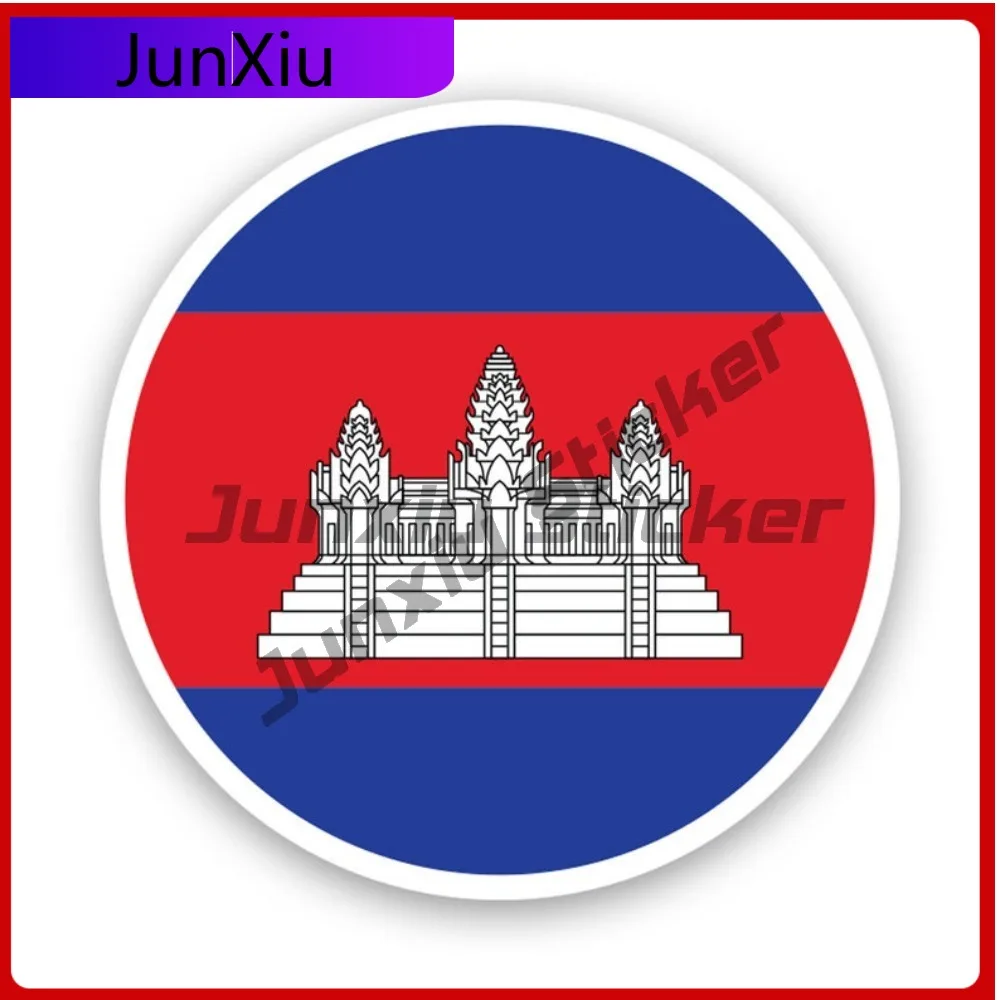 

Round Cambodian Flag Sticker Creative Decals Cambodia Khm Kh Circle Cute Style Laptop Use Waterproof Vinyl Decal For Rear Win