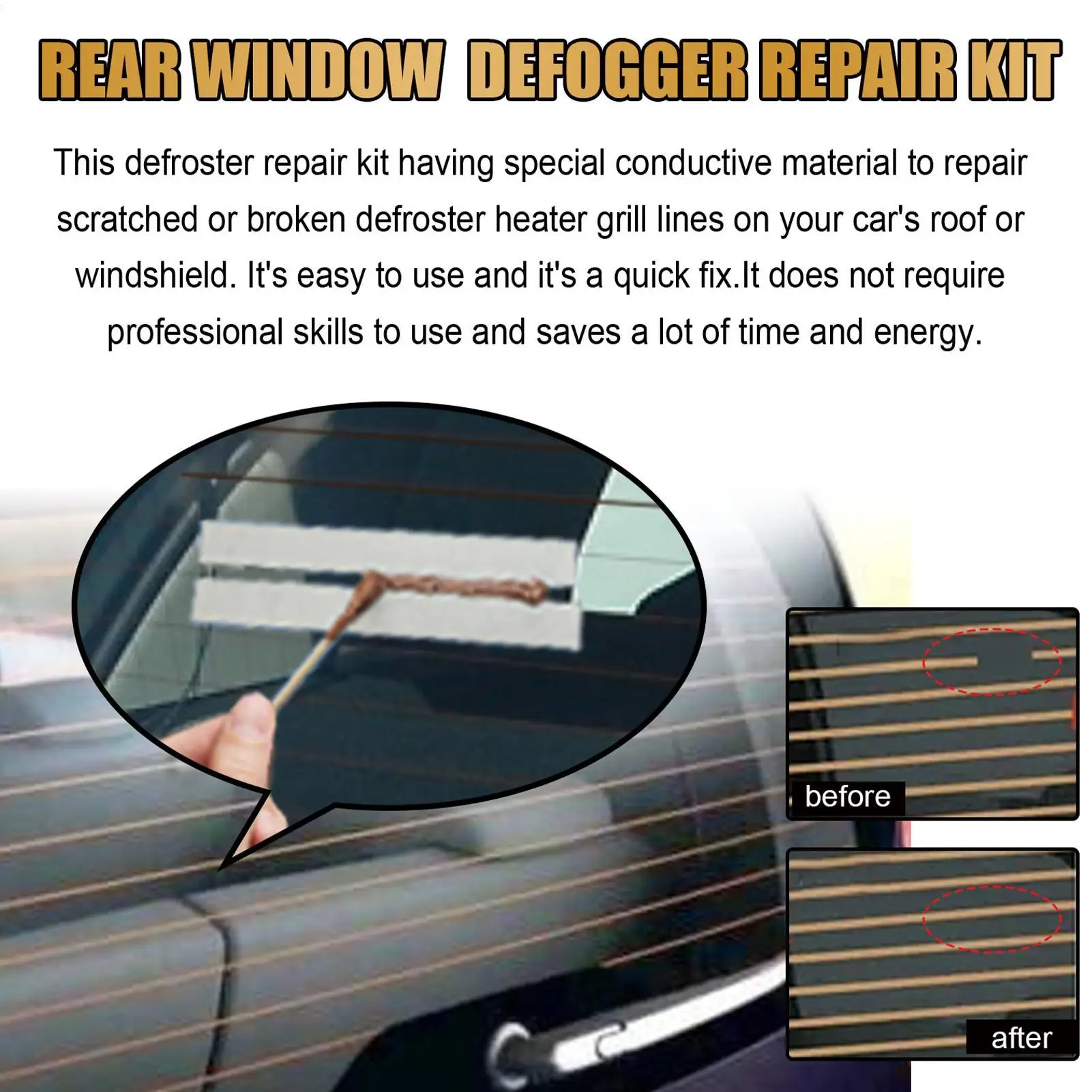 DIY Car Defogger Repair Kit Rear Window Defroster Grid Line Repair Kit  Conductive Quick Repair Car Window Windshield Defogger