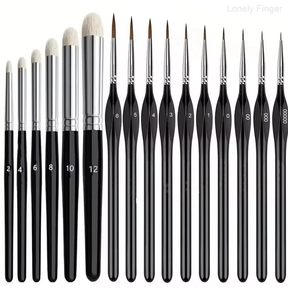 Drybrush Detail Paint Brushes Fine Tip Professional Miniature Painting Artist Set for Micro Watercolor Oil Acrylic Craft Models