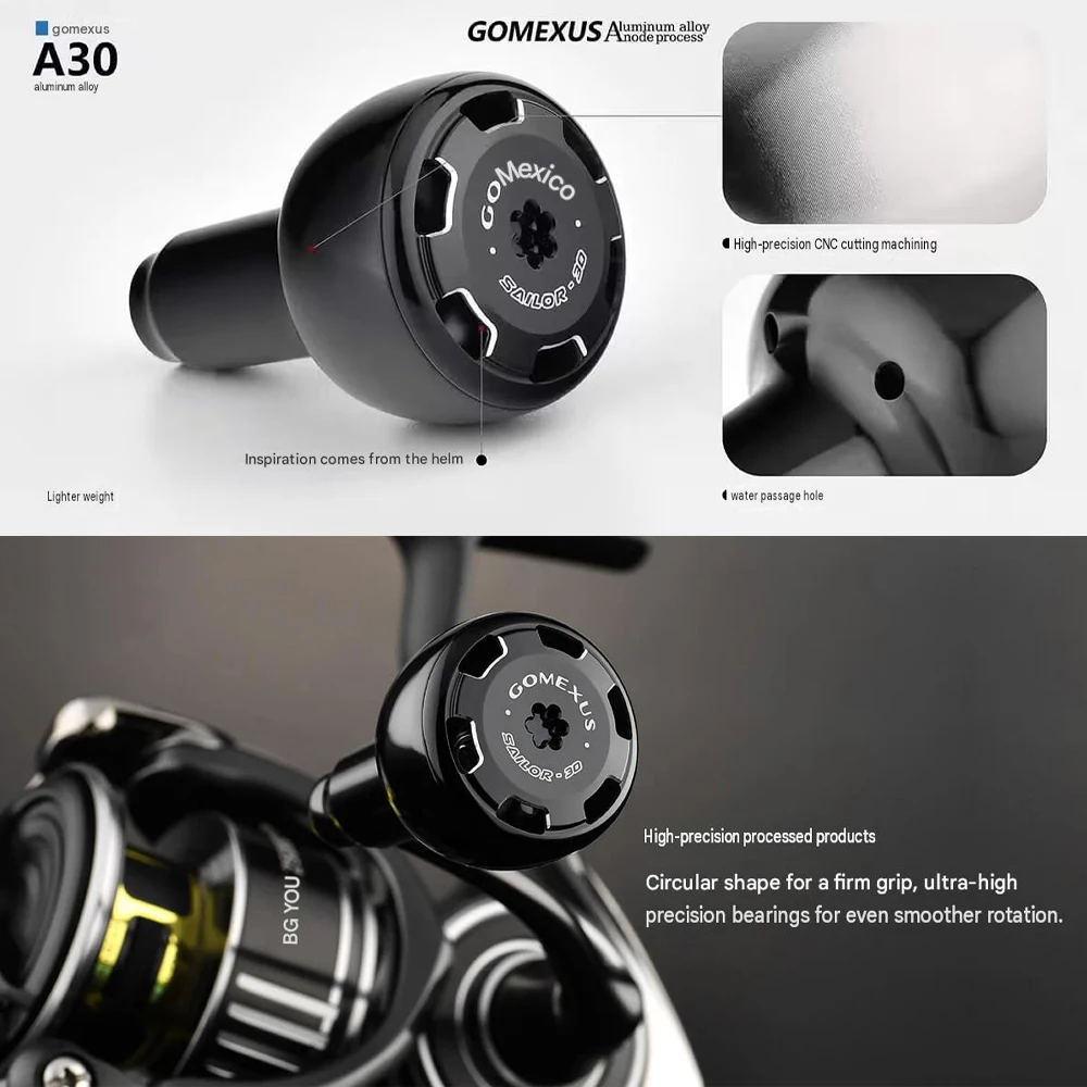 Gomexus Knopf A30 30mm Aluminium Angelrollen-Griffknopf für Baitcasting- und Spinnrollen Angel-Upgrade – Detail 5