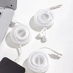 Transparent Round Wire Winder Box Cable Management Retractable Cord Organizer Portable Usb Charger Holder Earphones Cord Storage