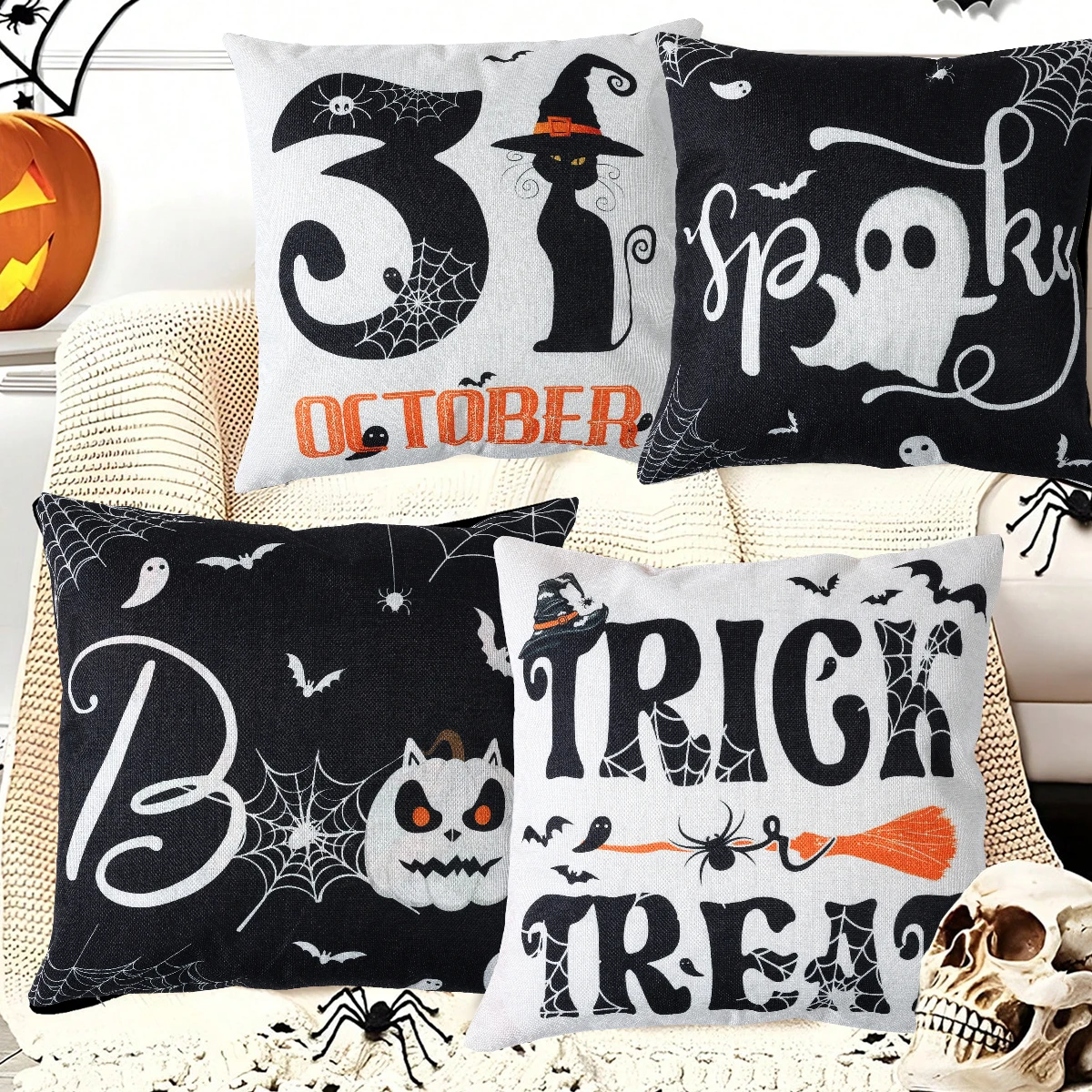 

Halloween Pumpkin Pillowcase Party Favors Halloween Decoration Linen Pillowcase for Home Trick or Treat Halloween Party Supplies