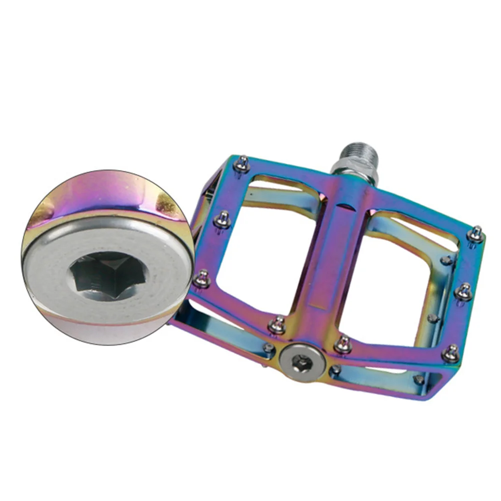 

1Pair Stylish Aluminum Alloy Bike Pedal Anti-Slip Spikes Durable Long Lasting Use Colorful Flat Design for Road Mountain Bikes